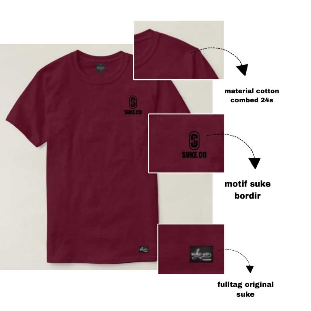 Baju Kaos Merah Maroon Bahan Katun Tebal Oblong Pria Wanita Terbaru Dan Termurah