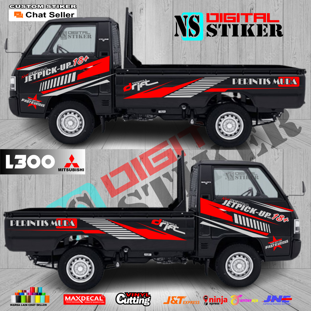 Cutting Stiker Mobil Pickup L300 Stiker Striping JET PICKUP L300 Stiker Mobil Pickup Mitsubishi L300