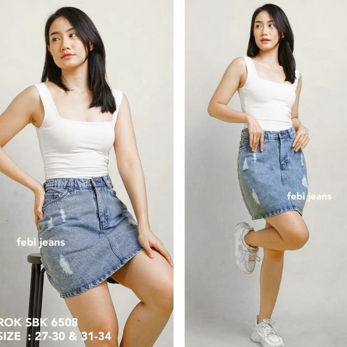 Ready Stok Rok Jeans Pendek Mini Sobek Ripped 2734