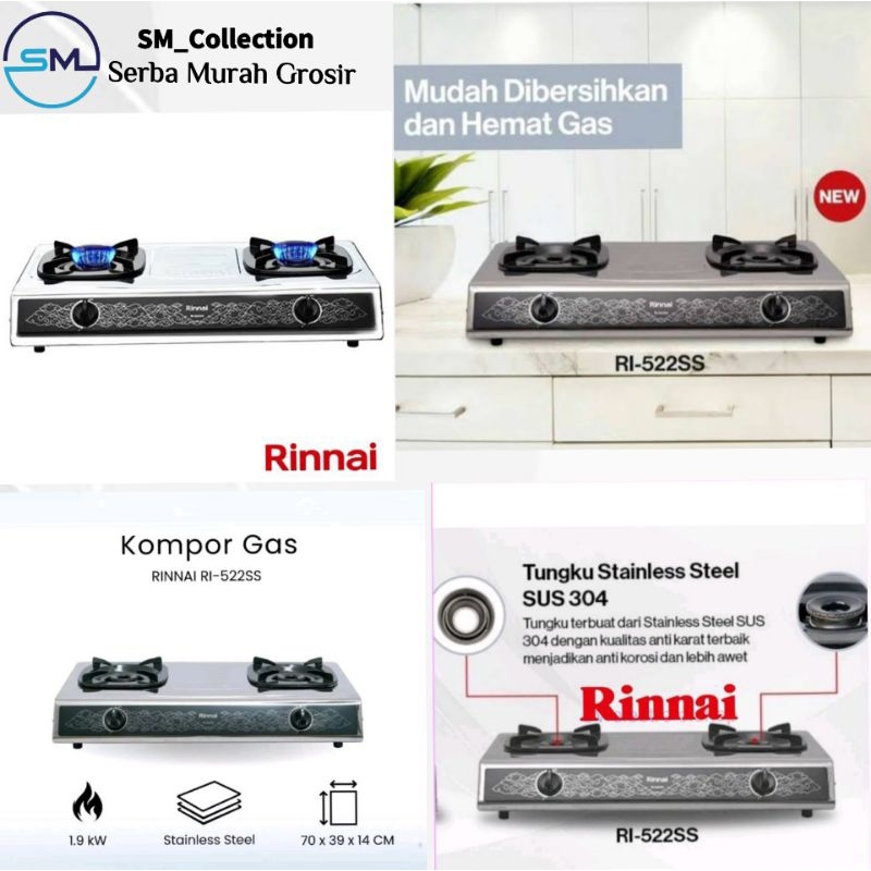 Kompor gas/kompor stenlis/kompor anti karat/kompor rinnai 522ss