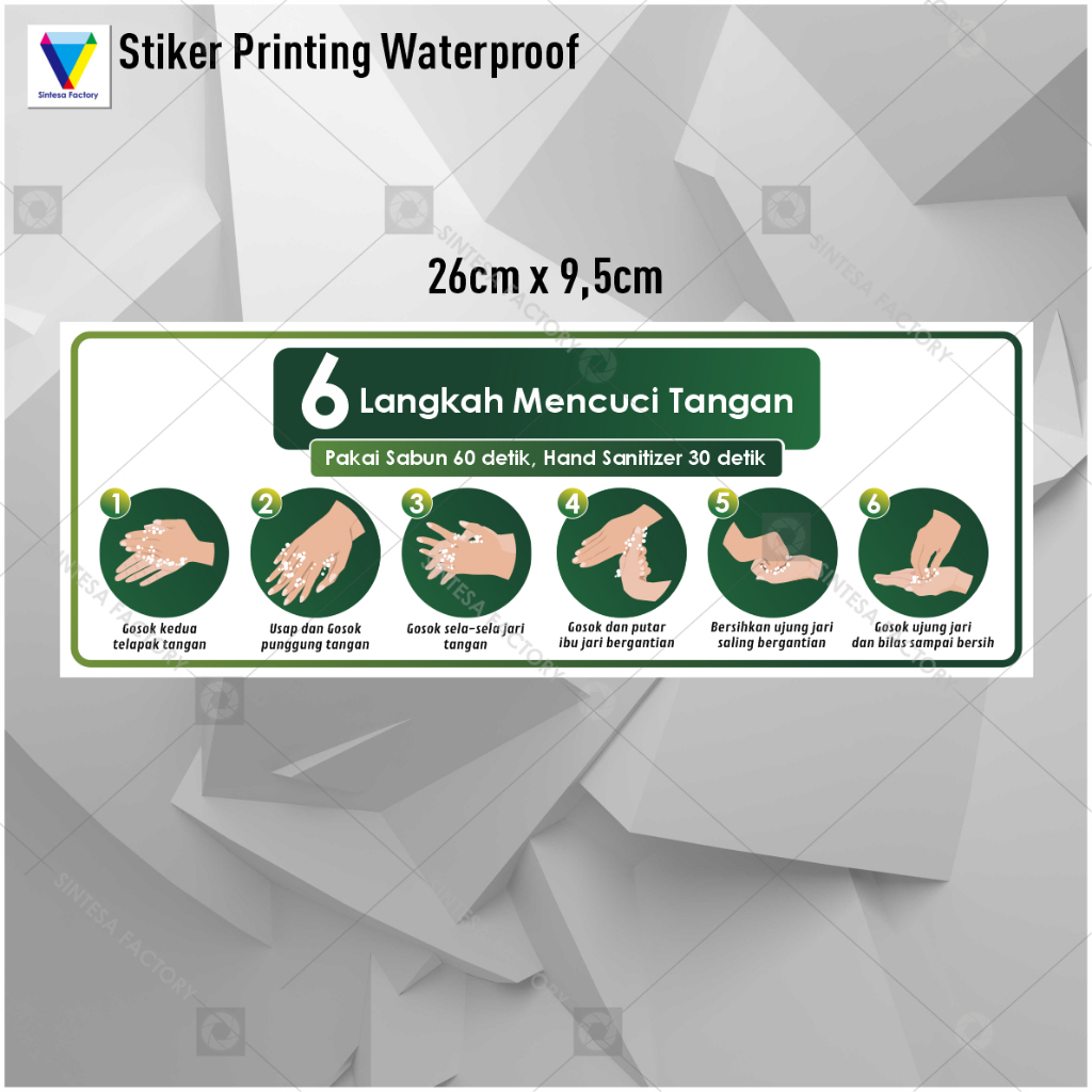 Stiker Cara Mencuci Tangan Landscape Stiker 6 Langkah cuci tangan R 24