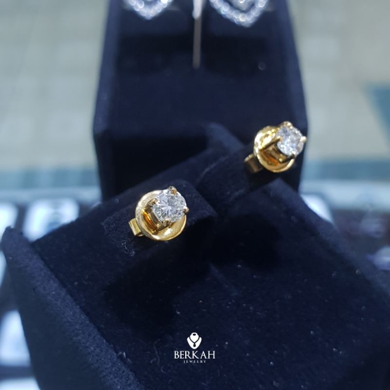 Anting Giwang Emas 40% Berlian Asli Natural Diamond