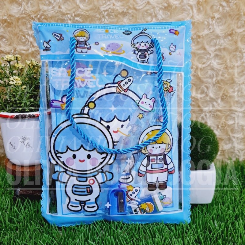 

Stationary Set Pouch Transparant Tali 6in1 Astronot Stationary Set
