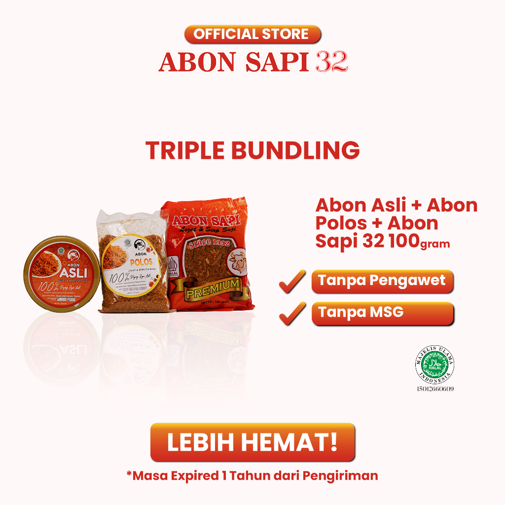 

Paket Bundling Abon 32, Abon Polos, dan Abon Asli Kemasan 100gr