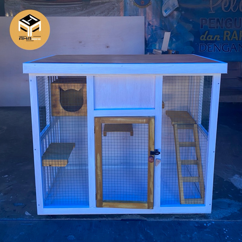 kandang kucing kayu 90x50x80 (gratisongkir)