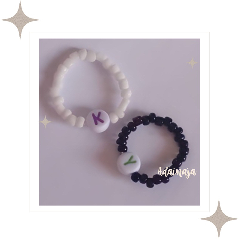 CINCIN MANIK KOREA HURUF / BEADS RING COUPLE HURUF / CINCIN MANIK COUPLE HURUF / CINCIN INISIAL NAMA