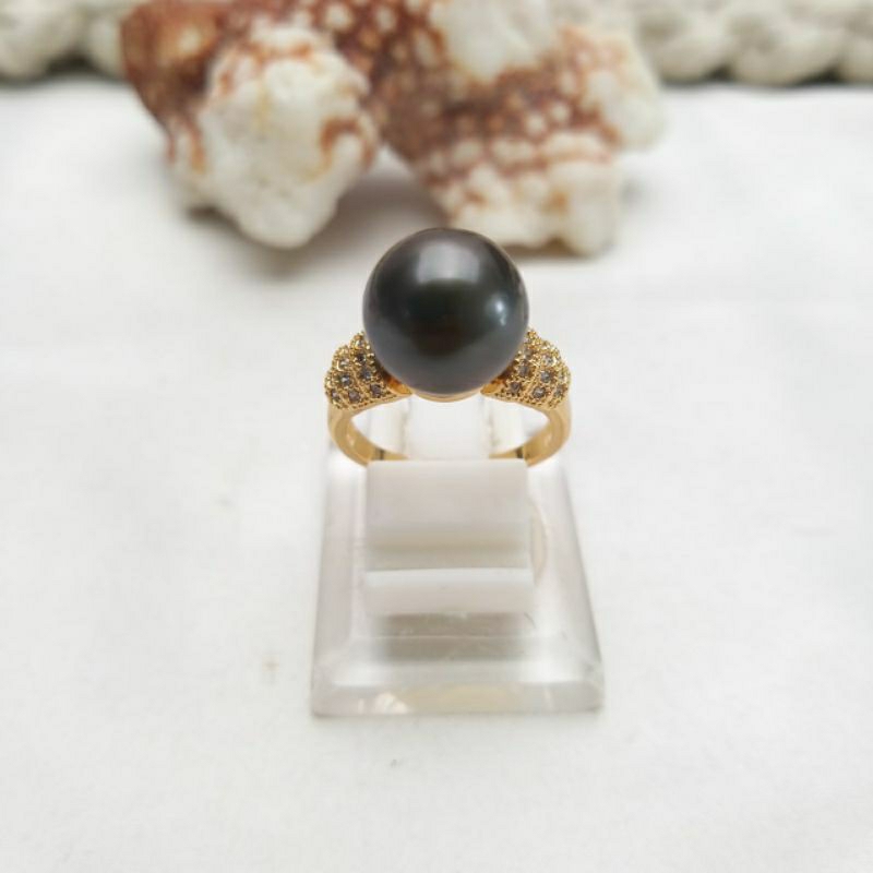 CINCIN MUTIARA LOMBOK AIR LAUT GRADE C HITAM TAHITIAN