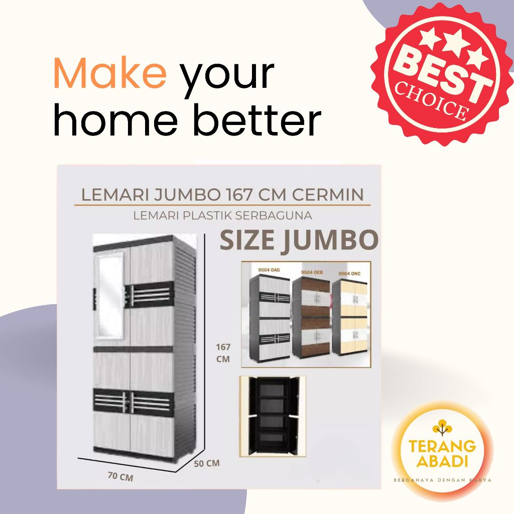 [READYYY] [PROMO TOKO BARU] Naiba 9524 9504 Lemari Pakaian Plastik Naiba FIT Jumbo Kaca MIROR +