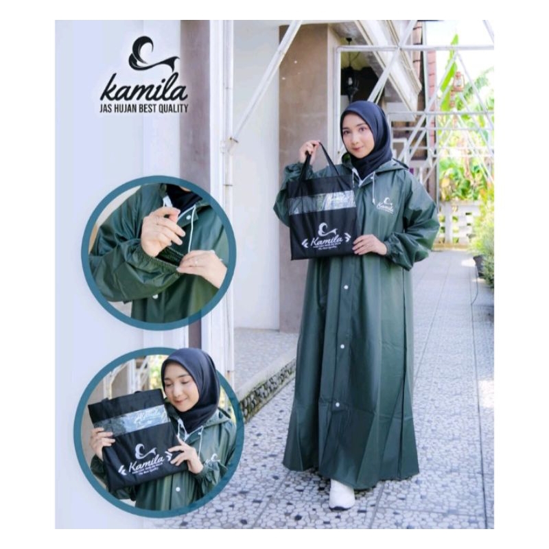 Jas hujan wanita muslimah model gamis kamila, jas hujan gamis,, jas hujan muslimah