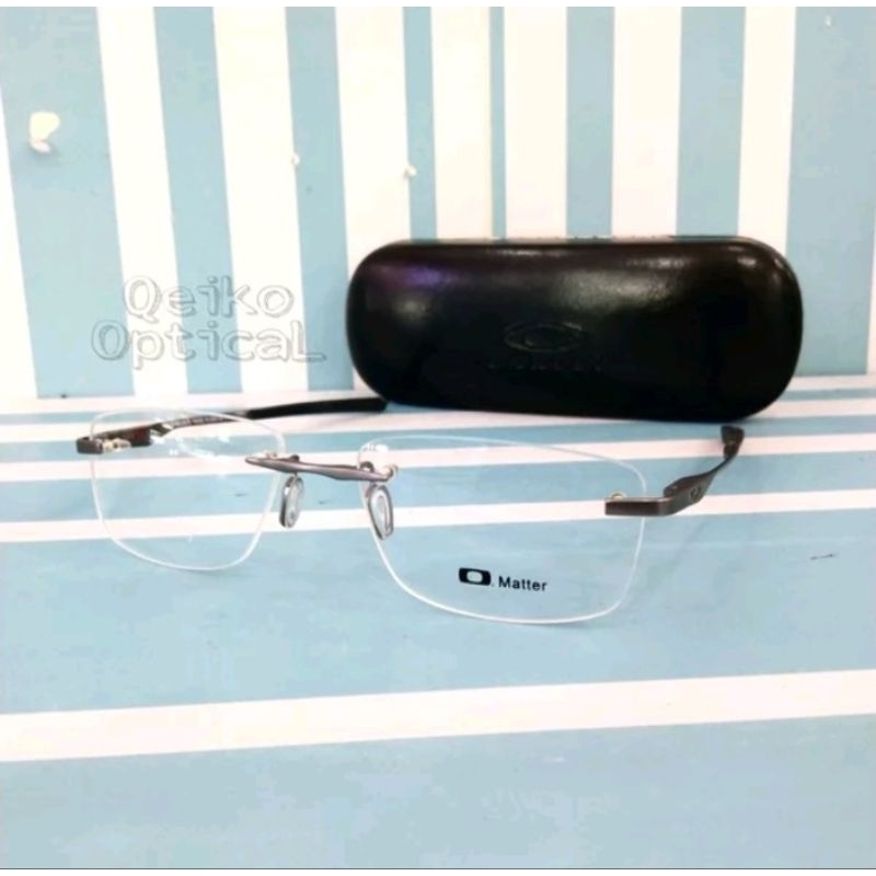 Kacamata Frame Pria Titanium Rimless Oakley ox5031_s53 Gun Chrome Model Elegan Sporty - Lebar dan Ti