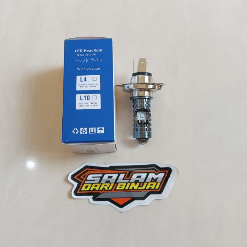 LAMPU LED DEPAN UTAMA H4 LASER PLUS SENJA CAHAYA PUTIH - KUNING PLUS SENJA BIRU VIXION SCOOPY VIXION
