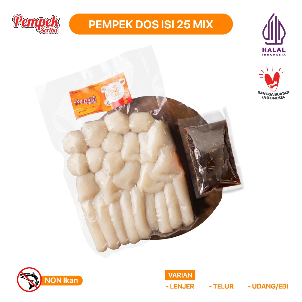

Pempek DOS isi 25 Mix ( Tanpa Ikan )