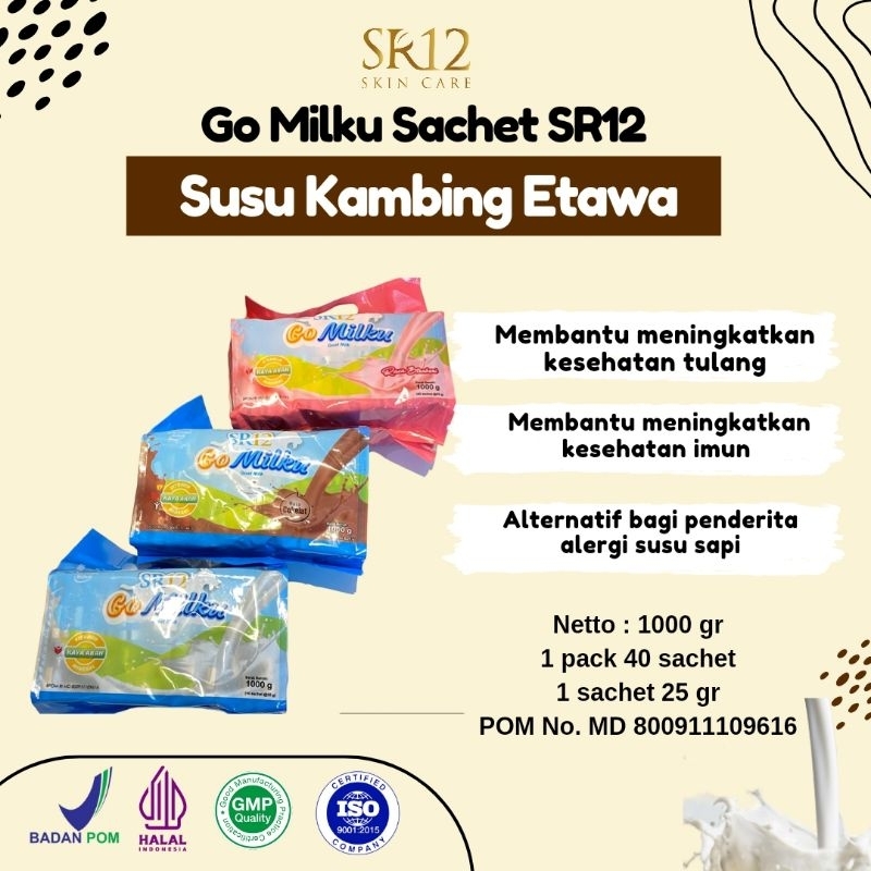 

Gomilku Sachet SR12 1 Pack isi 40 Sachet 1000gr / go milku susu kambing etawa premium / magh / nyeri sendi / sesak nafas