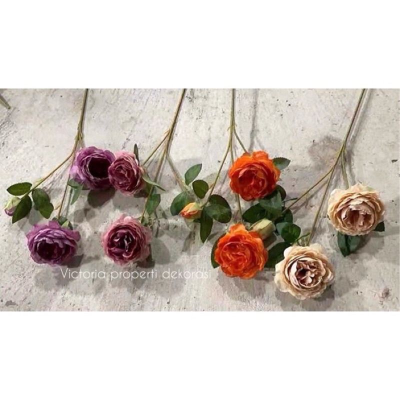 Mawar 3 kepala Bunga Artificial