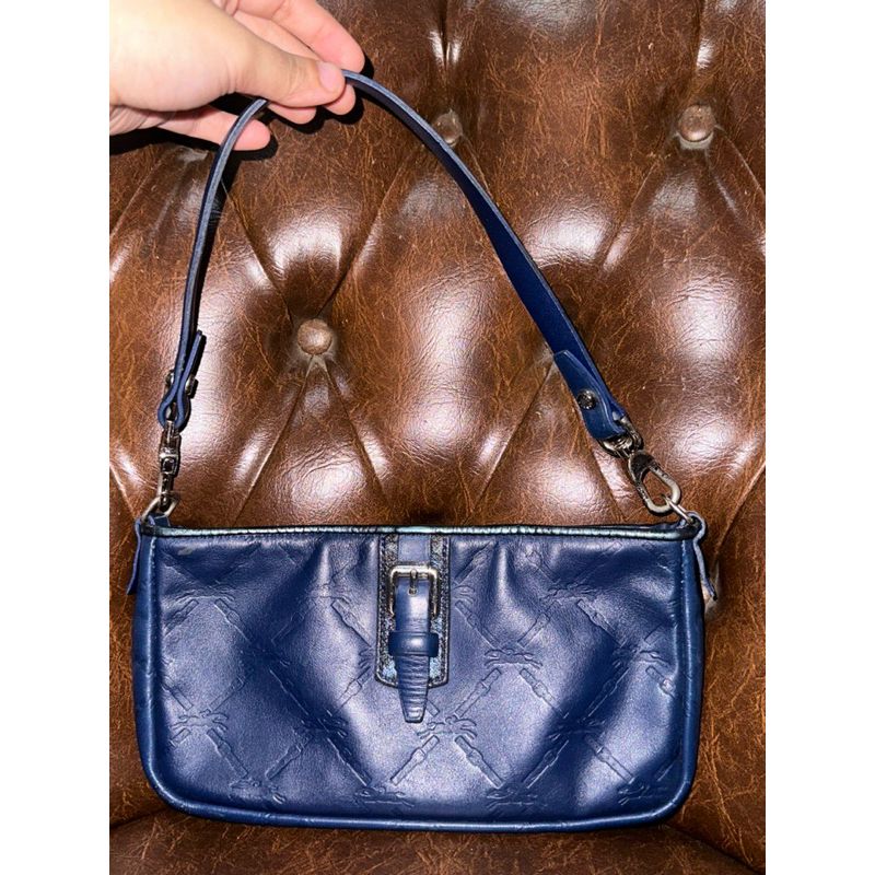 shoulder bag longchamp navy vintage auth