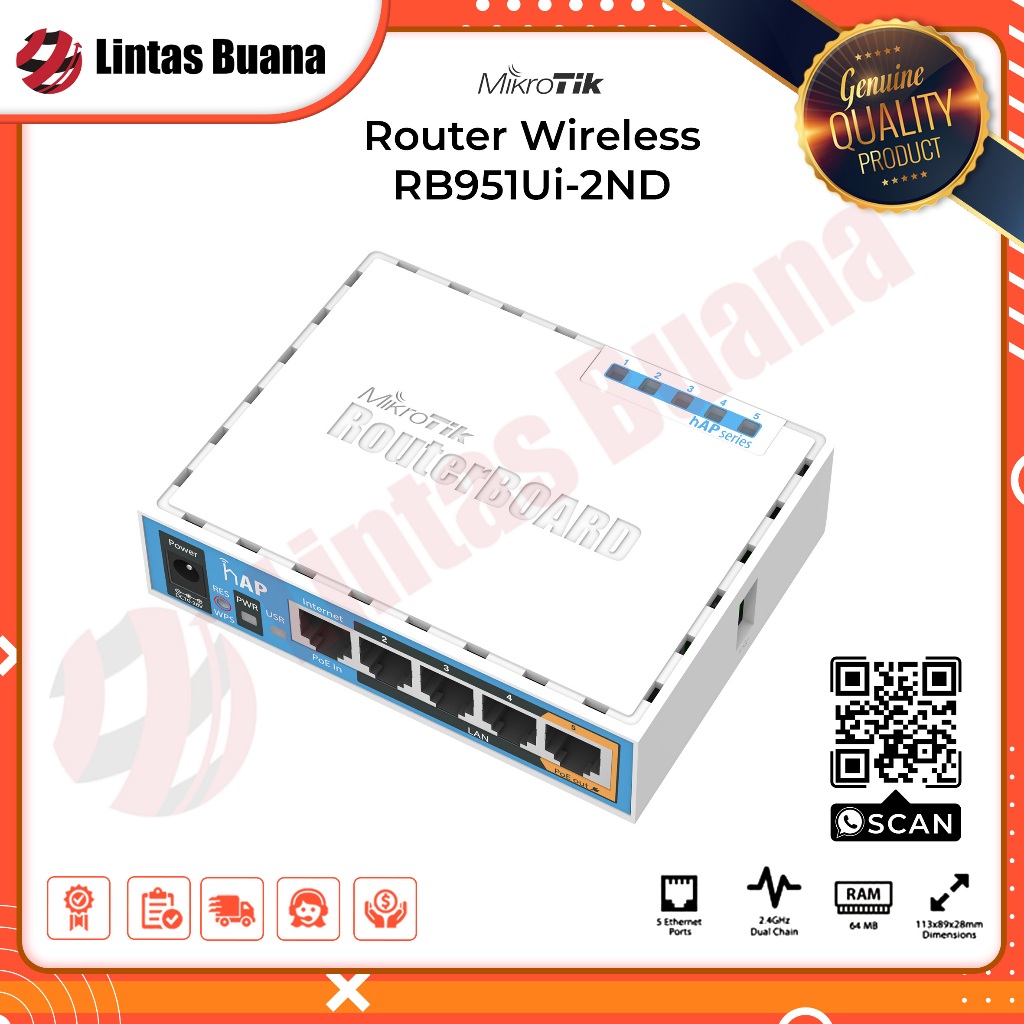 Mikrotik Router Wireless RB951Ui-2ND (hAP)