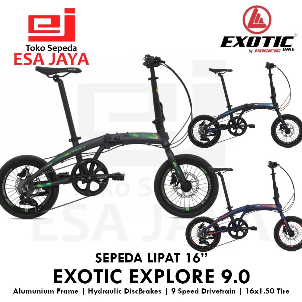 SEPEDA LIPAT EXOTIC EXPLORE 9.0 16 inch SELI 9 Speed Hidrolis FOLDING BIKE
