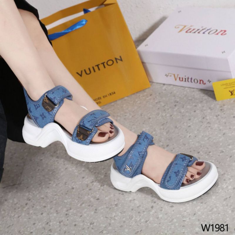 LV LOUIS VUITTON ARCHLIGHT DENIM SANDALS