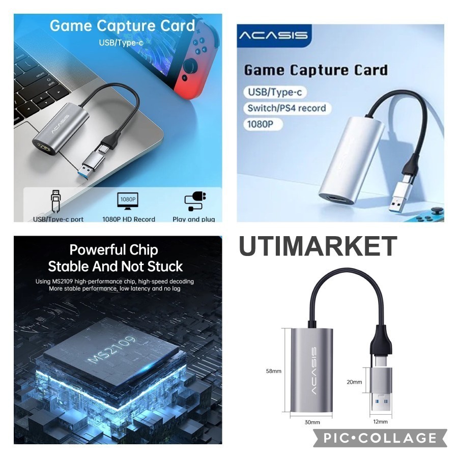 Hdmi Video Capture Acasis Dual Usb Type C dan Usb A