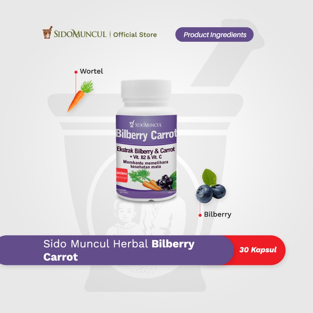 Sido Muncul Natural Herbal Bilberry Carrot 30 Kapsul - Mata Sehat Segar [FS]