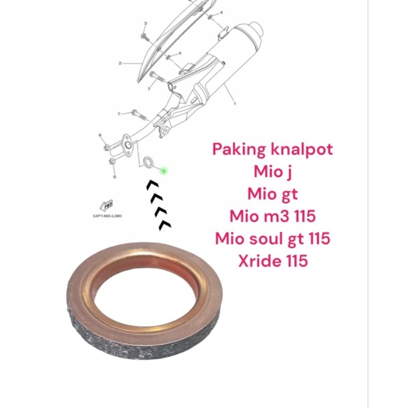 paking knalpot mio j mio gt soul gt mio m3 xride 115 cc