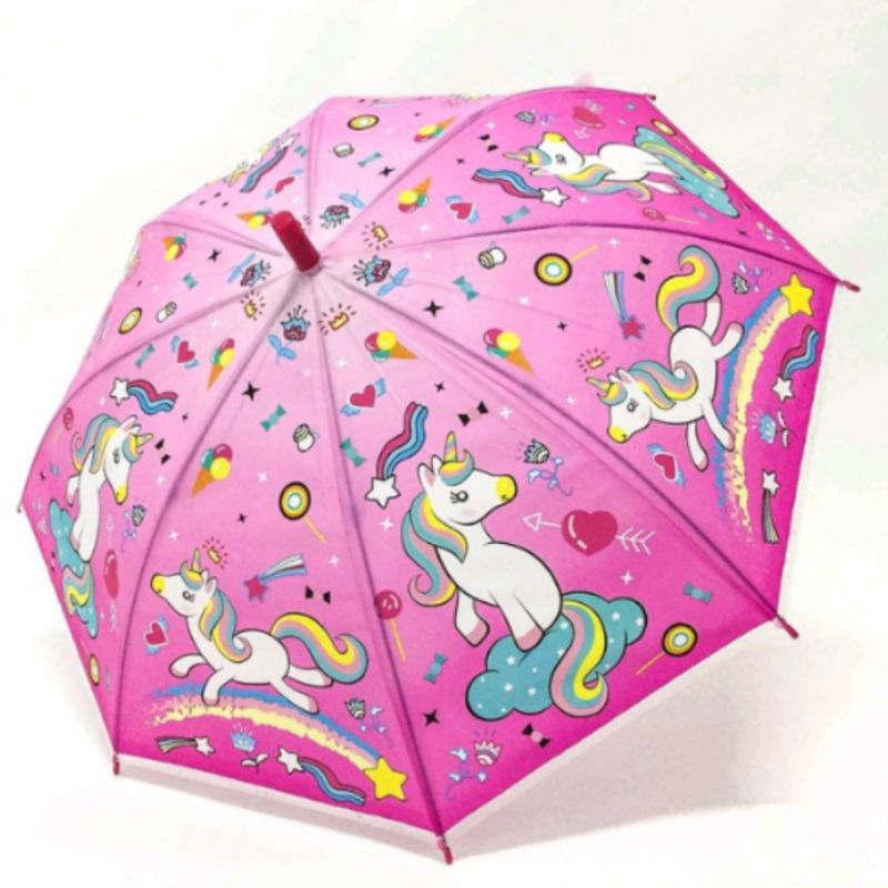 Payung unicorn warna / payung lipat unicorn / payung anak PVC