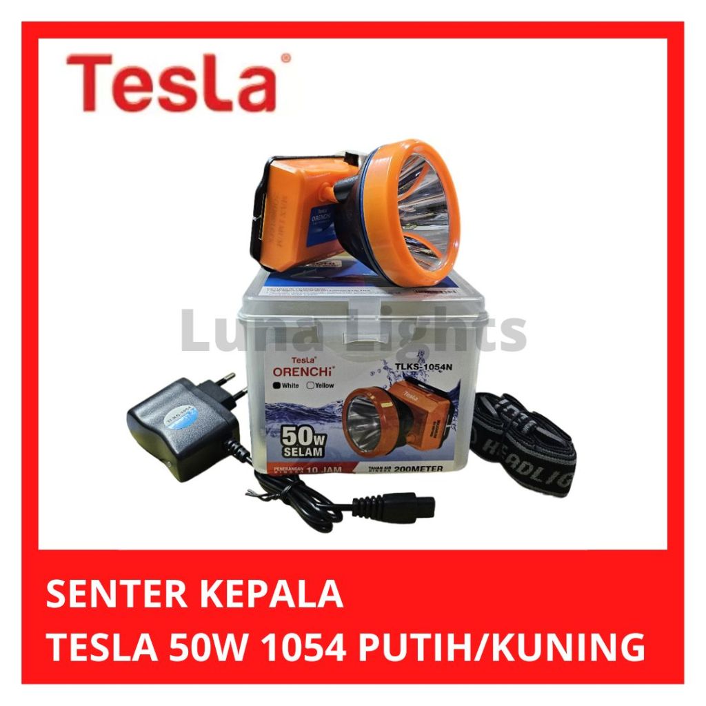 SENTER KEPALA 50W 1054 NYELAM ORENCHI TESLA WATERRESISTANT HEADLAMP