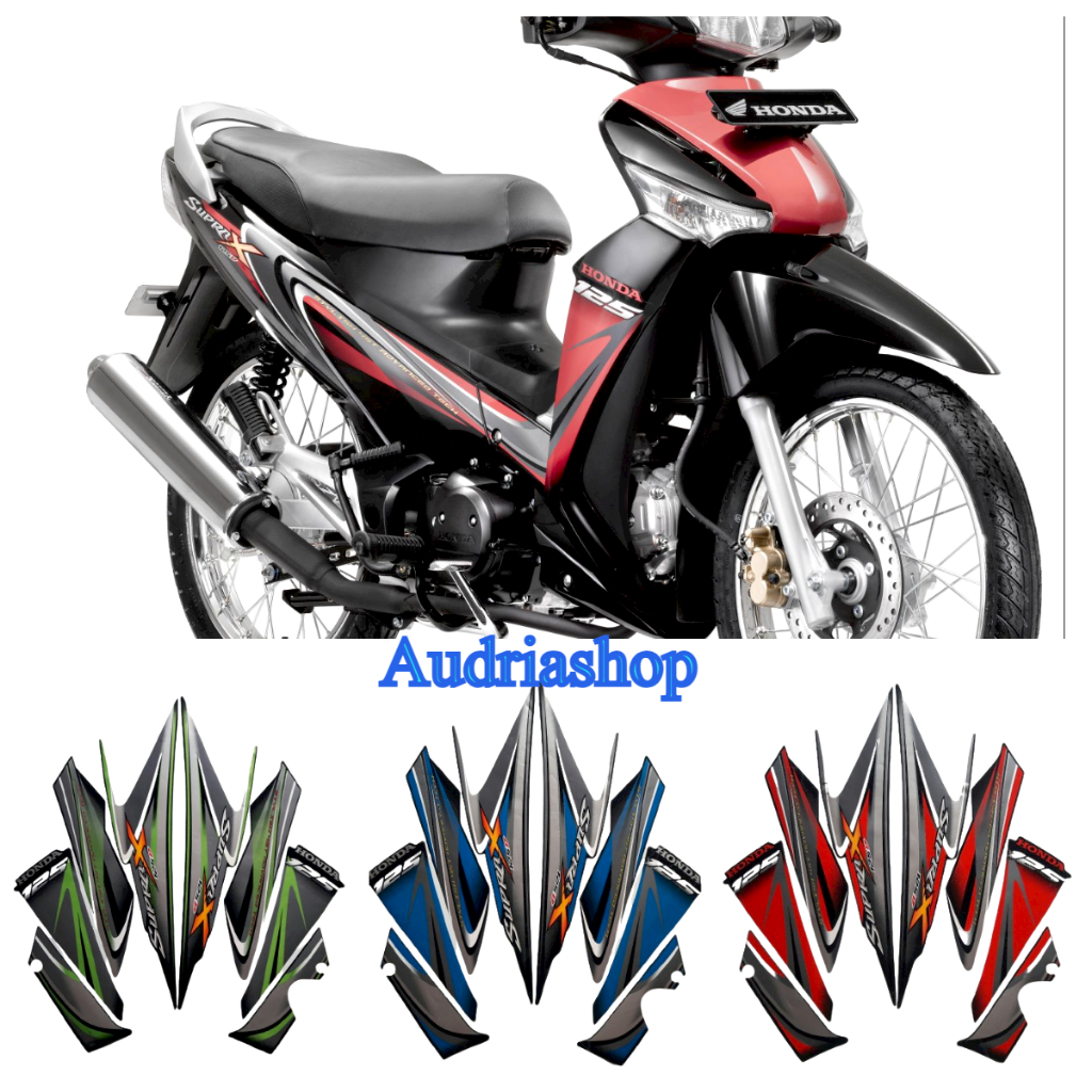 Striping Sticker Lis Bodi Motor Honda Supra X 125 Std Tahun 2010 velg jari-jari Fullset