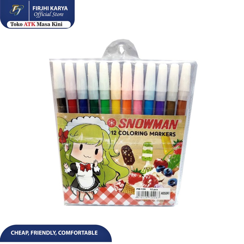 

Spidol Snowman Marker 12 Warna Kecil - PW 12A