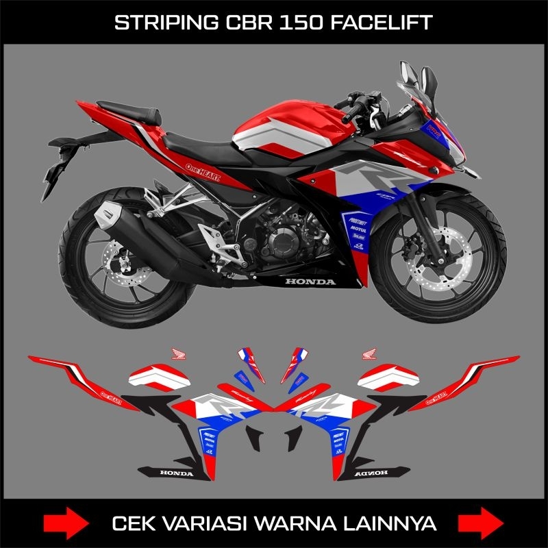 Striping CBR 150 R Facelift Livery Fireblade / Stiker Motor Honda Cbr 150R Facelift / Stock Decal