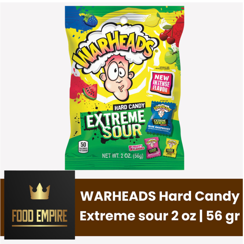 

WARHEADS Extreme Sour Hard Candy 2 oz | Permen Asem 56 gram