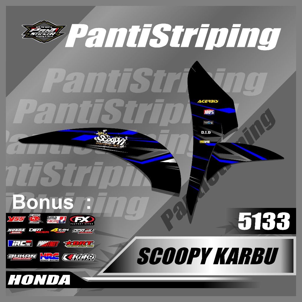 Striping skotlet Motor Scoopy Karbu One Set Kanan Kiri Terbaru - Sticker striping Pelindung Body Mot