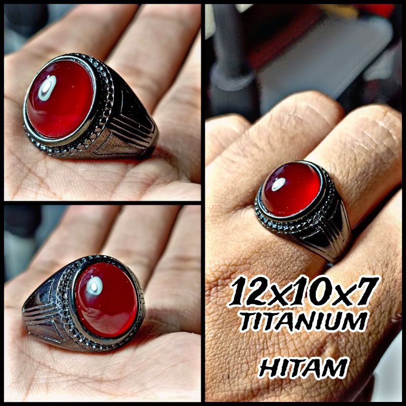 batu akik red baron ring titanium hitam