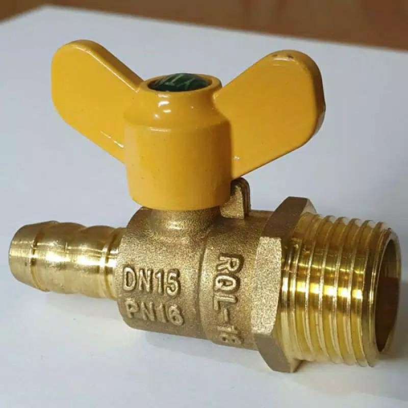 STOP KRAN GAS KUNINGAN 1/2" MALE / DRAT LUAR kran gas oven bima