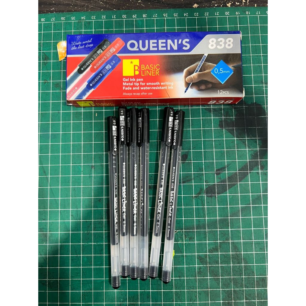 

Pena / Pulpen Gel Ink Faster Queen's 838 0.5 MM Warna Hitam (Per 1 LUSIN)