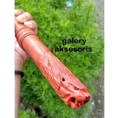 tongkat komando kayu nagasari ukir singa