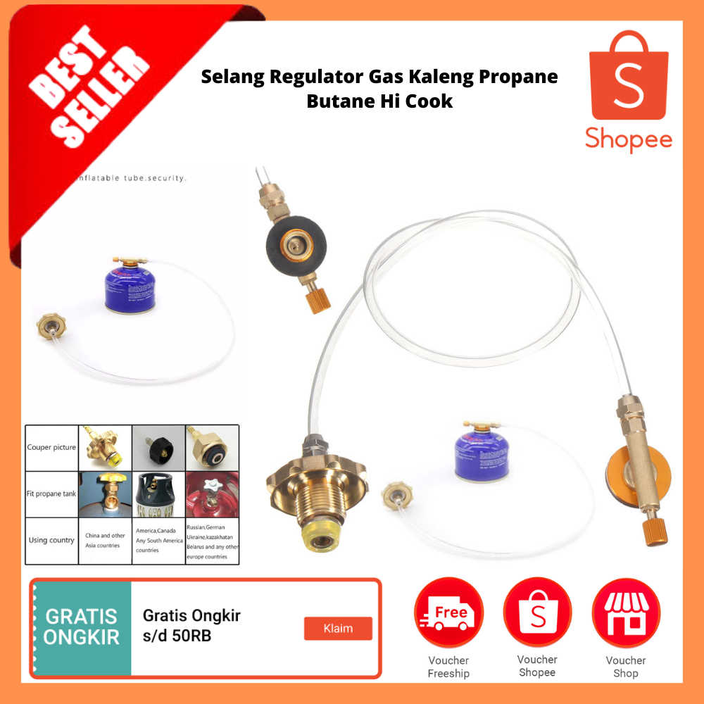Selang Regulator Gas Kaleng Propane Butane Hi Cook / Aksesori Pengisi Daya Gas Adaptor Coupler Tangk