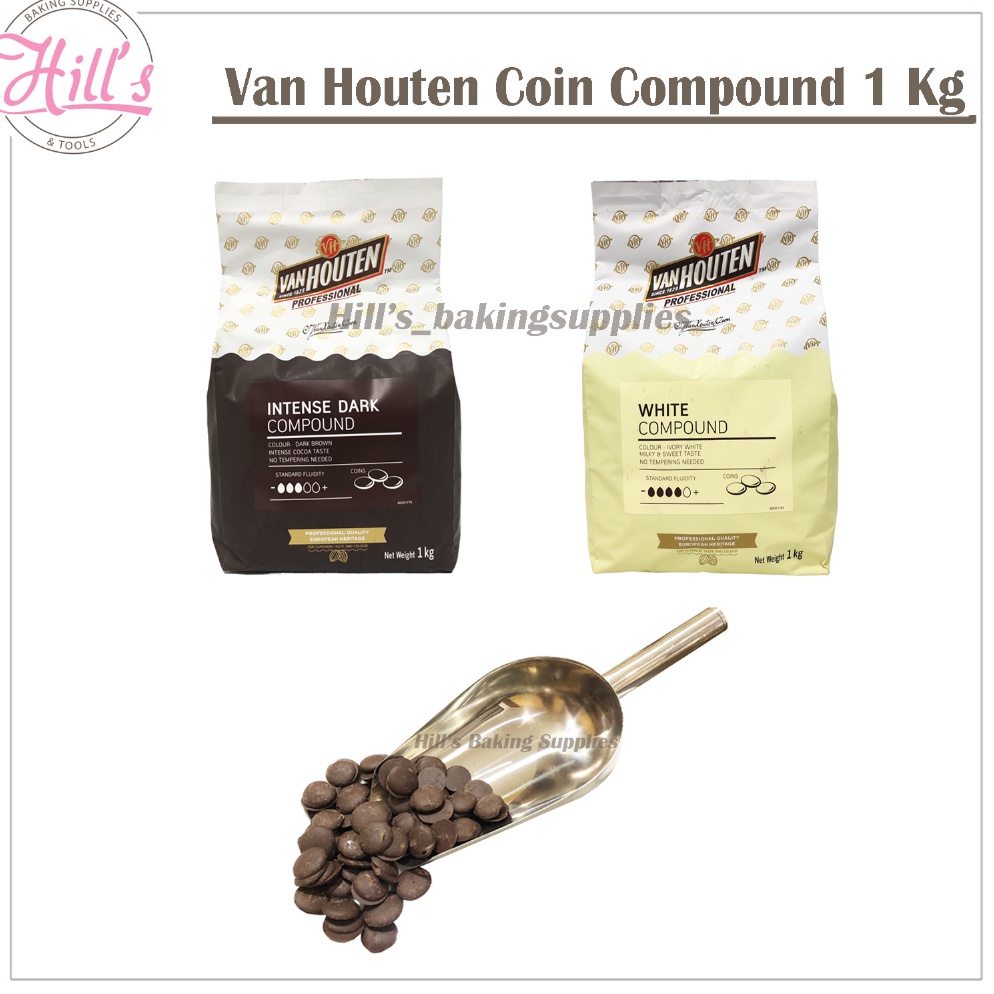 

SUPER DISKON VAN HOUTEN COMPOUND COIN 1 KG DARK INTENSE MILK WHITE CHOCOLATE COKLAT COIN 1KG