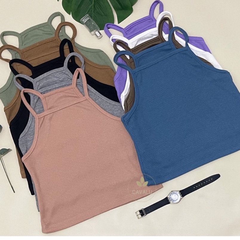GROSIR MURAH CAVALU Basic Tanktop Tali Knit Tank Top Rajut Crop Tank Top 97