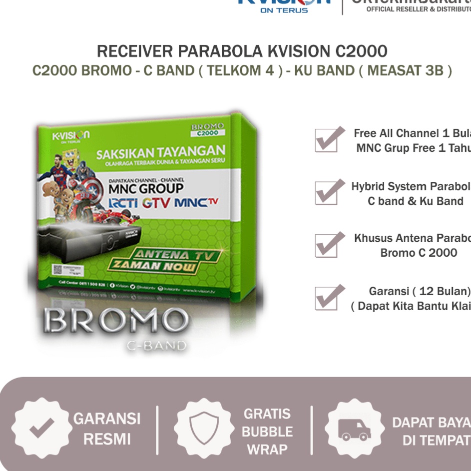 ke Receiver Parabola Kvision Bromo C2 HD Receiver KVision Hybrid  Terbaru