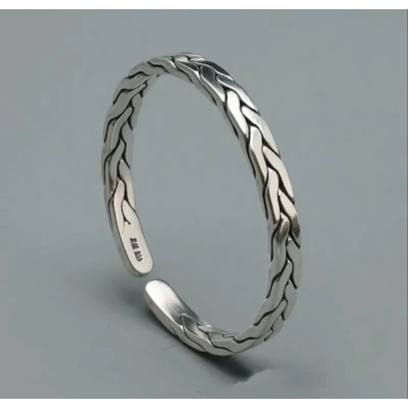 Gelang Rantai Baja Stainless Steel Model C Anti Karat Tahan Lama untuk Pria dan Wanita Warna Putih P
