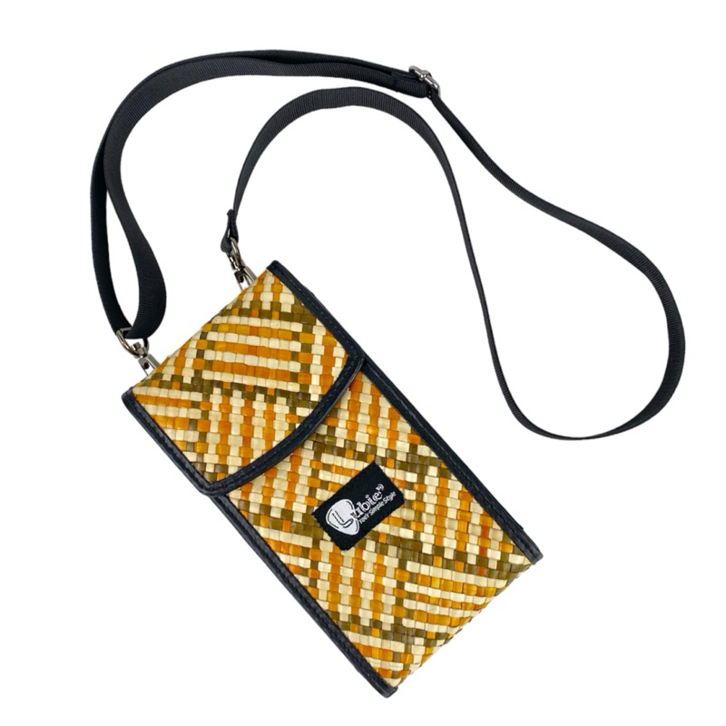 LUBIE Tas Selempang  Wanita Pouch Handphone Tas Tikar Pandan Tas Handphone Tas Tradisional Castil