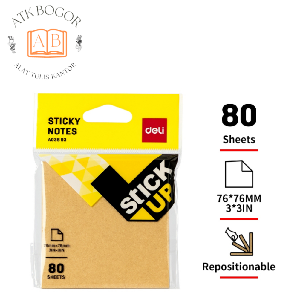 

Sticky Notes Deli A03893 76 x 76 mm 80 Lembar - Kraft