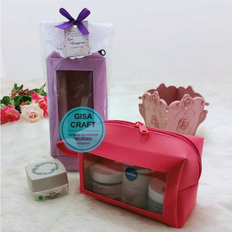 Gisacraft souvenir dompet boxy uk +- 15 x 9,5 x 7,5 cm bahan vinyl sintetis tekstur kulit kacang kom