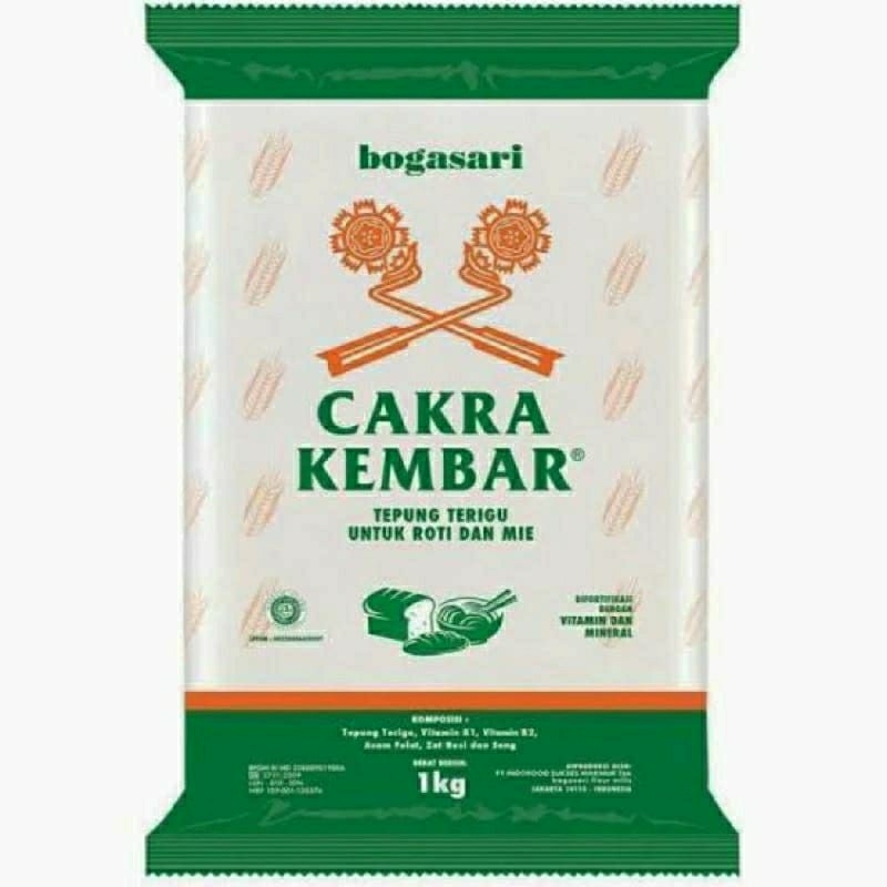 

Tepung Terigu Bogasari Cakra Kembar Kemasan 1kg