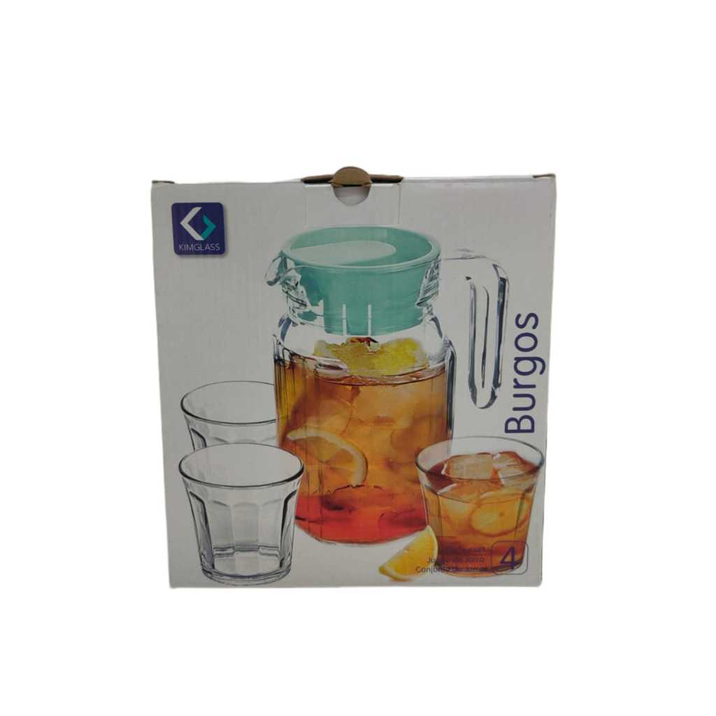 Kim Glass Pitcher Teko Set Persegi / Drink Set Kimglass isi 4 pcs / Teko Persegi dan gelas