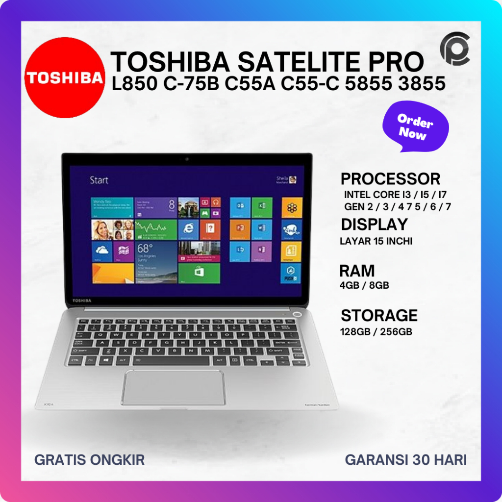 Toshiba Satelite Pro L850 C-75B C55A C55-C 5855 3855 L50-B A50-C L850 A50-A  KIRA Laptop Seken teraw