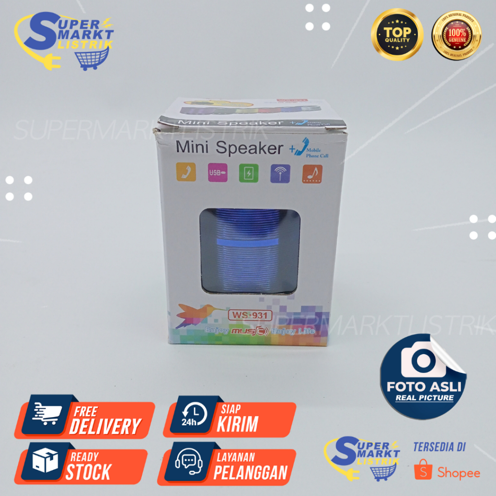 Mini Speaker Plus Mobile Phone Call Fleco Biru WS 931