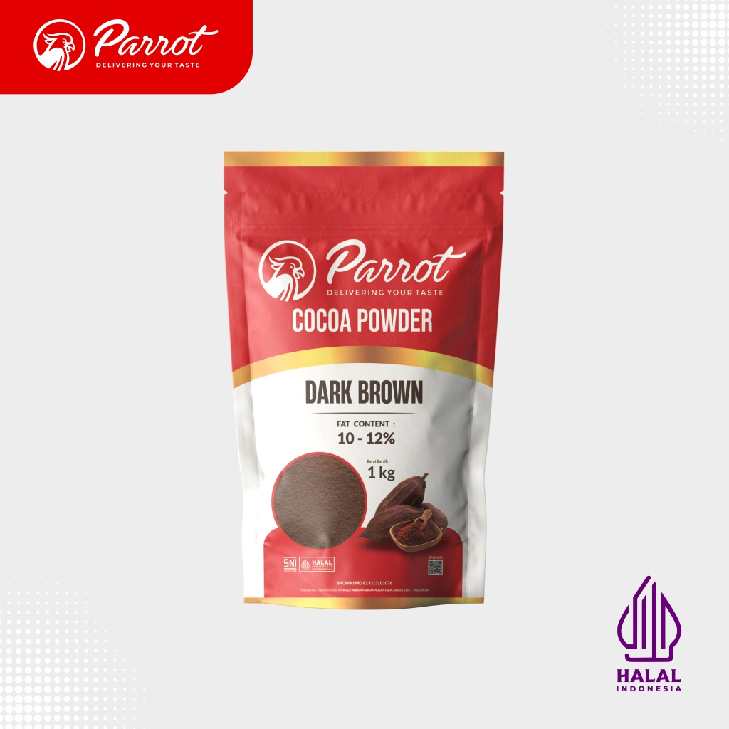 

PARROT DARK BROWN COCOA POWDER Parrot Bubuk Cokelat Murni kemasan 1Kg