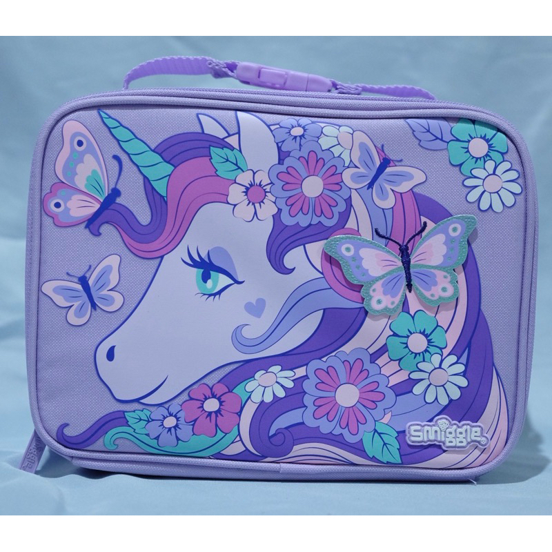 Smiggle Hi There Oblong Attach Lunchbox Unicorn lilac